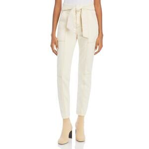 Jonathan Simkhai Standard Beige Cotton Tie Waist Denim Cargo Pants Size 26